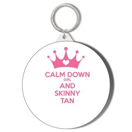 Gift Insanity CALM DOWN GIRL AND SKINNY TAN SHORT CHAIN KEYRING BOTTLE OPENER