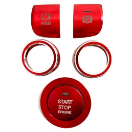 Flatland Corolla Cross 10 Series Interior Custom Parts Accessories Engine Start Button Air Conditioner Dial Cover Handbrake Cover Set (Red)