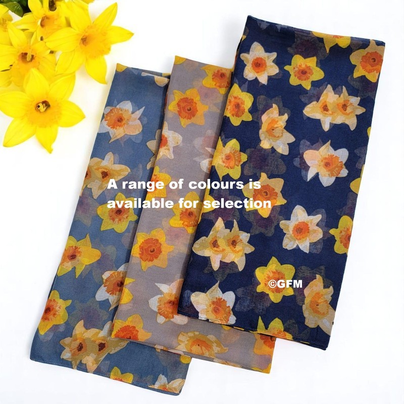 GFM® Women's Daffodil Flower Print Scarf - All Seasons Scarf