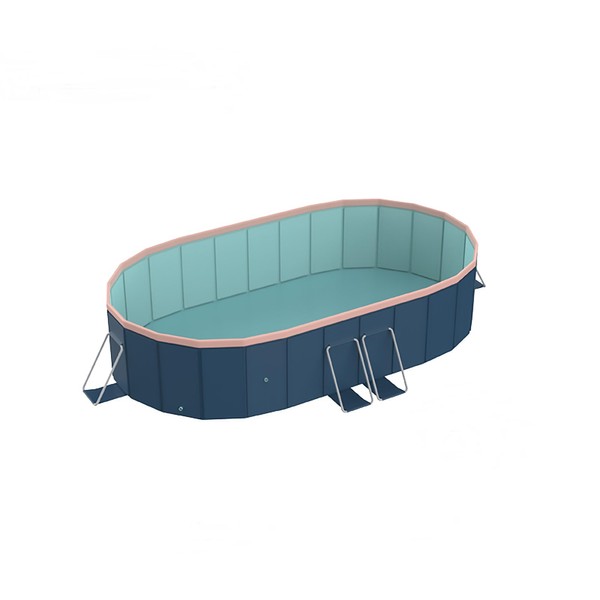 RockRain 2.8m Oval Inflatable PVC Pool: Dark Blue Large Garden
