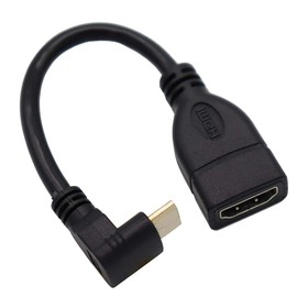 VViViD Sun High Speed Mini HDMI (Male) to HDMI (Female) Converter Cable, HDMI Type A Female to HDMI Type C (Mini) Male, 90° L Type, Gold Plated Connectors, High Speed Data Transmission (Upper L)