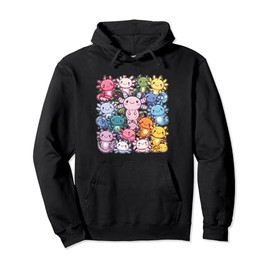 Axolotl Cute Axolotls Of The World Kawaii Children's Pullover Hoodie, black