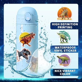 Emzenas 100 Pcs Dinosaur Stickers with Phrases for Kids Boys, Dinosaur Party Favors, Water Bottles, Luggage, Kids Rewards, Cool Dinosaurs Vinyl Stickers.