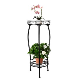 Plant Stand Indoor Outdoor 2 Tier 26.8" Tall Metal Potted Holder Flower Pot Stand Heavy Duty Plant Shelf Rustproof Iron Multiple Plant Round Supports Rack for Planter Corner Garden Balcony Patio