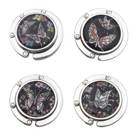 FOME Foldable Purse Hanger - Set of 4 Mixed Color Butterfly Bag Hooks 1.77x3.54in