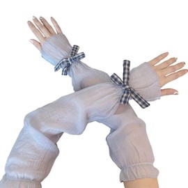 Eukkis UV Protection Arm Sleeve with Cute Ribbon, Loose Arm Cover, UPF 30+ 90% UV Protection, Flare Sleeve, Women's, For Bicycle, Driving, Sun Protection, Summer Sunscreen, Fingerless, Mosquito