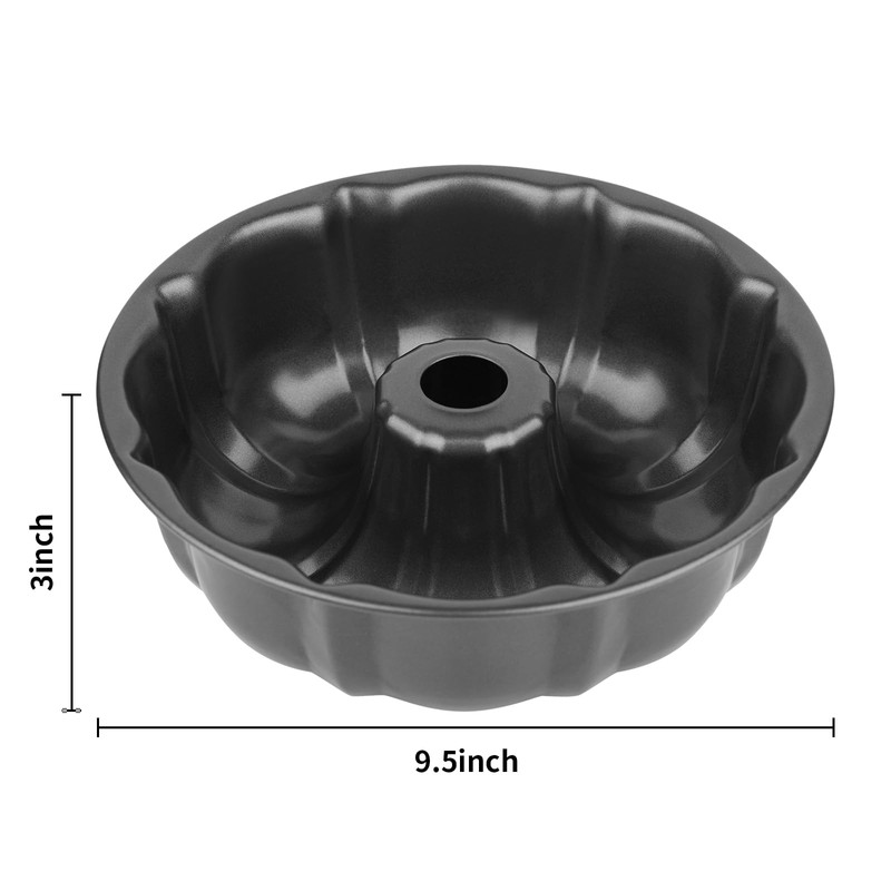 Novery 9.5" Non-stick Cake Pan, Heavy Duty Carbon Steel Fluted