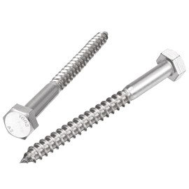 sourcing map Hex Lag Screws, M10 x 120mm 304 Stainless Steel Half Thread Self-Tapping Bolts for Wood Screw 5Pcs
