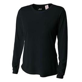 A4 Women’s Cooling Performance Crew Long Sleeve | Moisture-Wicking | Large | Black