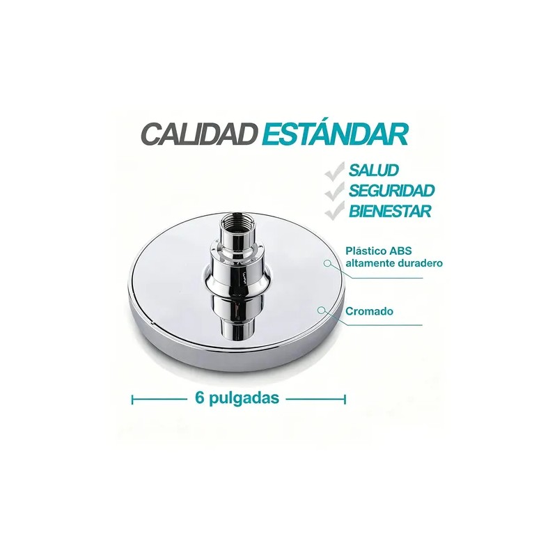 Regadera Redonda de Ducha para Baño Cromada, 15 cm de