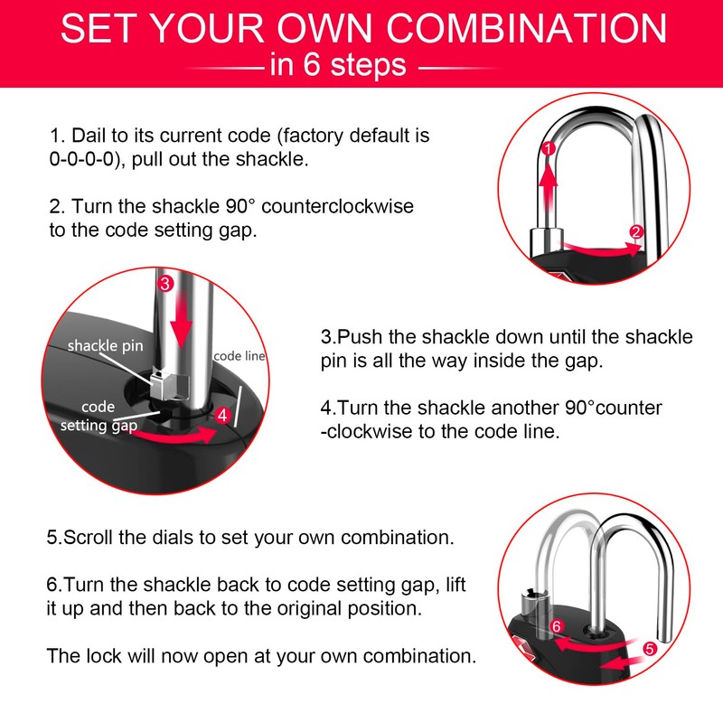 ZHEGE Suitcase Locks Combination with Zinc Alloy Shackle, TSA Approved