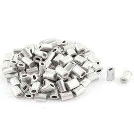 sourcing map Oval Aluminum Sleeves Clamps for 0.5mm Wire Rope Swage Clip 100pcs