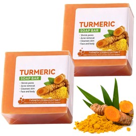 Turmeric Soap - Dark Spot Remover for Face - Face Soap Smooth Delicate Clean Skin Dirt - Moisturise Restore Elasticity Radiance - Solid Pore Removal Pigment (2)