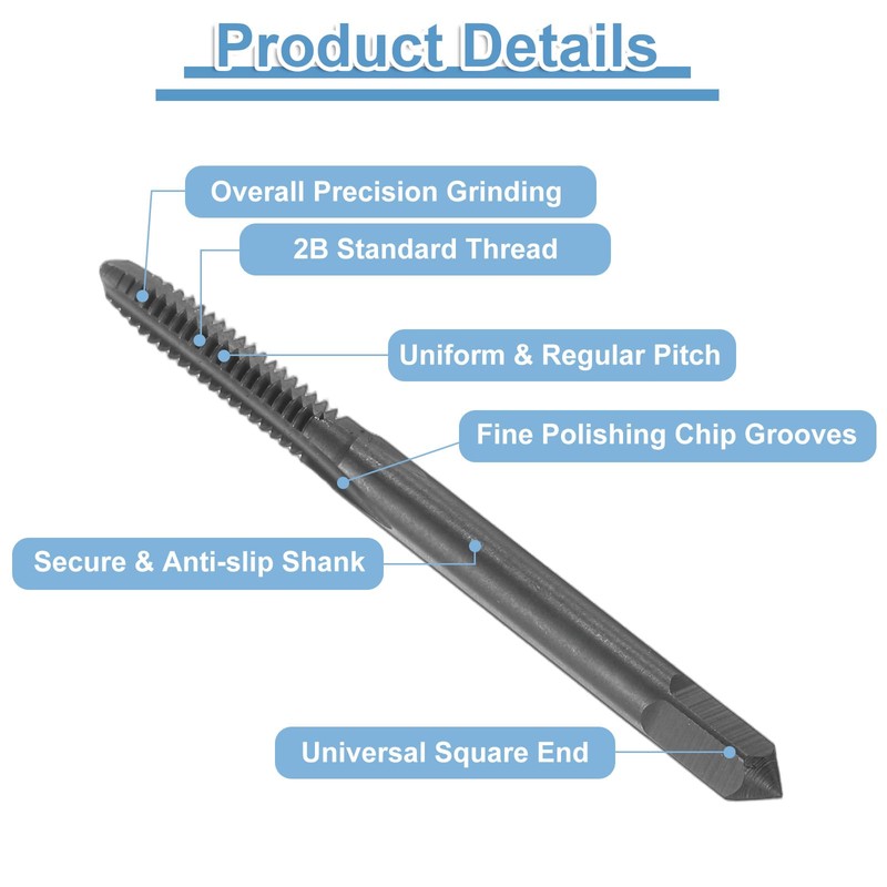 sourcing map 2pcs Straight Flute Screw Taps 6-32 UNC 2B