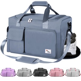 Gym Bag, Travel Bag Sport Duffel Bag with Wet Pocket, Gym Duffle Bag Foldable Men Women Travel Fitness Holdall Barrel Sports Overnight Weekender Bags for Gym Travel Swimming