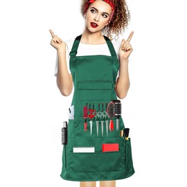 boshiho Painting Aprons, Adjustable Buckle, Barber Apron with Pockets for Women/Men/Unisex, Utility or Work Apron (Green)