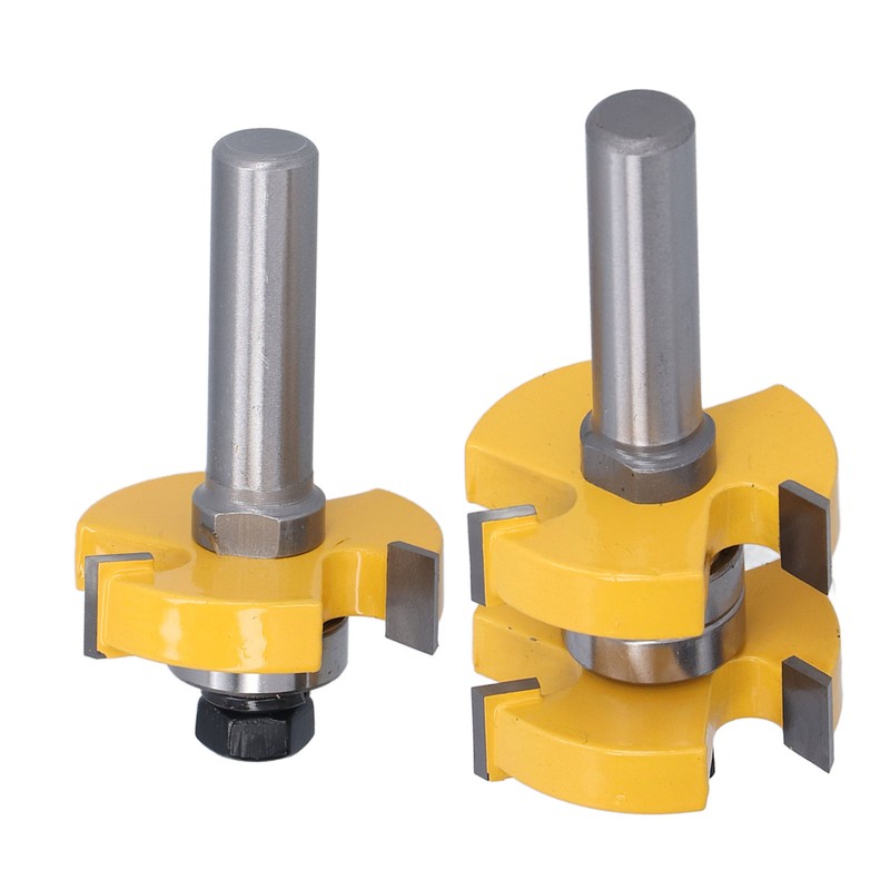 2Pcs Tongue Groove Router Bit T Shape 3 Teeth 2