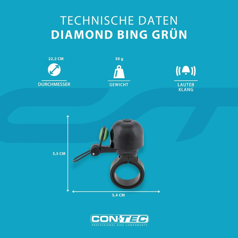 CONTEC Bike Bell Diamond Bing Bike Bell 26mm Diameter Standard