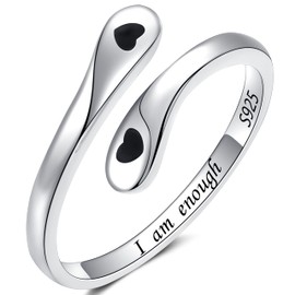 925 Sterling Silver Inspirational Ring I am Enough Rings The Serenity for Women Girls Christmas Day