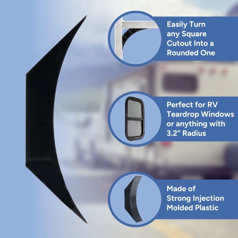 RecPro Corner Radius Blocks for RV Teardrop Windows | 3.2”