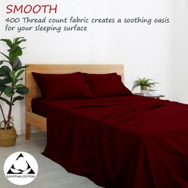 RV Sheets 100% Egyptian Cotton - RV King 72" x 80" Premium Quality 4PC Sheets for Campers - 400 TC Burgundy Solid with 6-10" Deep Pocket Premium Quality Camper Sheets Custom Rv Sheets Best Rv Sheets