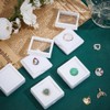 BENECREAT 48Pcs White Gemstone Display Box, 4x4x1.5cm Plastic Transparent Bare