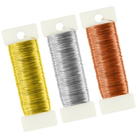 NISENTIA 150 m x 0.35 mm Craft Wire Thin, 3 Rolls Wire for Crafts, Jewellery Wire, Copper Wire, Winding Wire, Flower Wire for Crafts, Christmas Decoration, Crafts, Plants Flowers (50 m Roll)