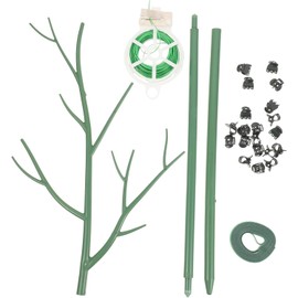 Juego de Palos para Sostener Plantas Trepadoras Clips de Plástico para Jardín, Soporte de 1 Metro para Interior y Exterior, Estacas y Bridas Verdes para Jardinería, Accesorios