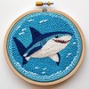 DIY Punch Needle Kits for Beginners Sea Shark with Hoop