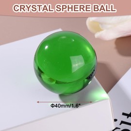 sourcing map 40mm/1.6" Crystal Sphere Ball Glass Solid Decorative Sphere Crystal Ball Prop Ornament for Feng Shui Divination Fortune Telling Tabletop Fountain Decoration, Green