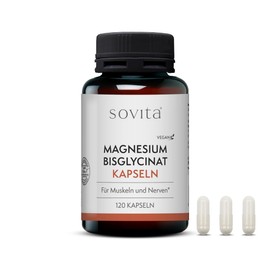 sovita Magnesium Bisglycinate - 120 Capsules - 300 mg Pure Magnesium per Daily Dose - Organic Amino Acid Chelate Chelate Form - Laboratory Tested, Vegan, High Dose, No Additives