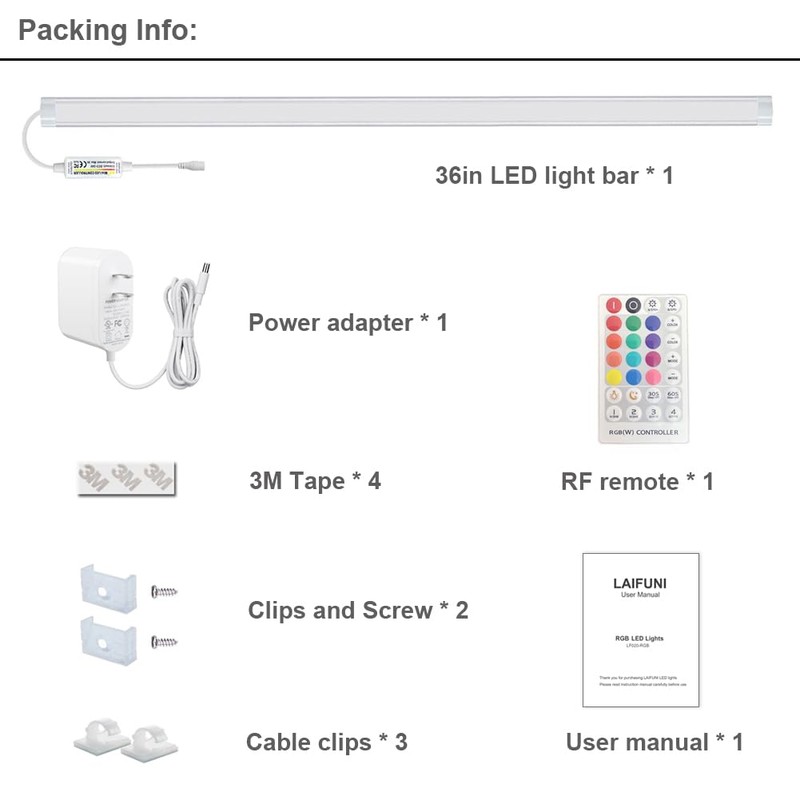 LAIFUNI Under Cabinet Lights with Remote, 20 Color Changeable Closet