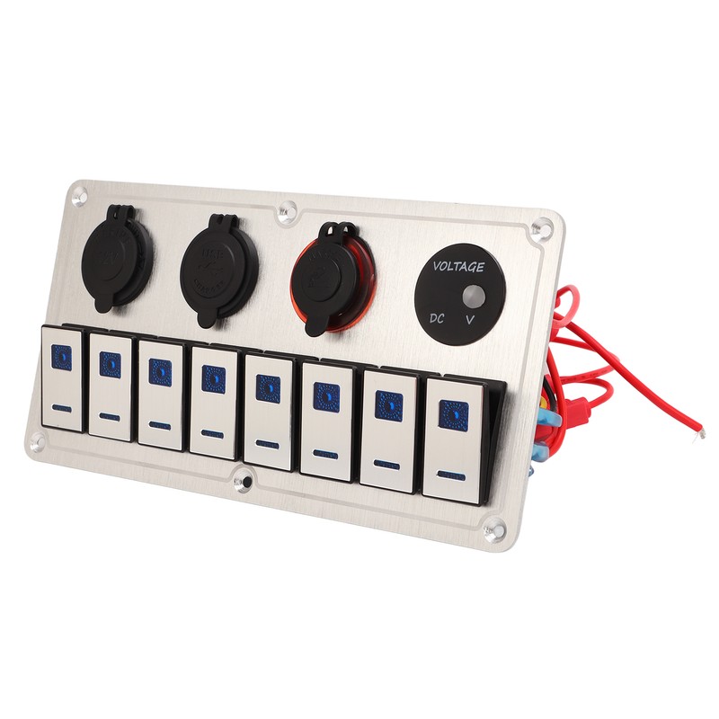 Rocker Switch Panel 8 Gang 12‑24V 5 Pin Blue Light