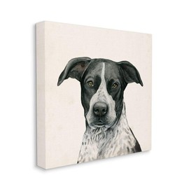 Stupell Industries Intriguing Dalmatian Mix Dog Breed Pet Portrait Wall Art, 24 x 24, Beige