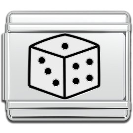 Fablinks Italian Bracelet Charms, 9mm Stainless Steel Charm Link for Women, Modular Casino Dice Jewelry Links for Men (White Dice)