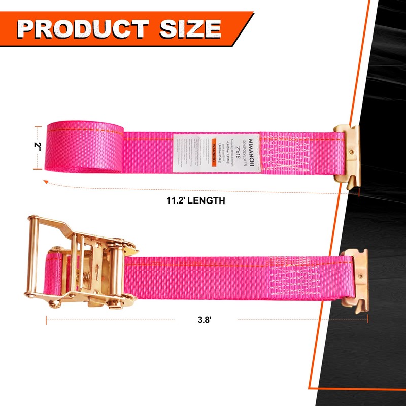 Mimanchi Heavy Duty E-Track Ratchet Straps for Trucks, 2in×15ft Cargo
