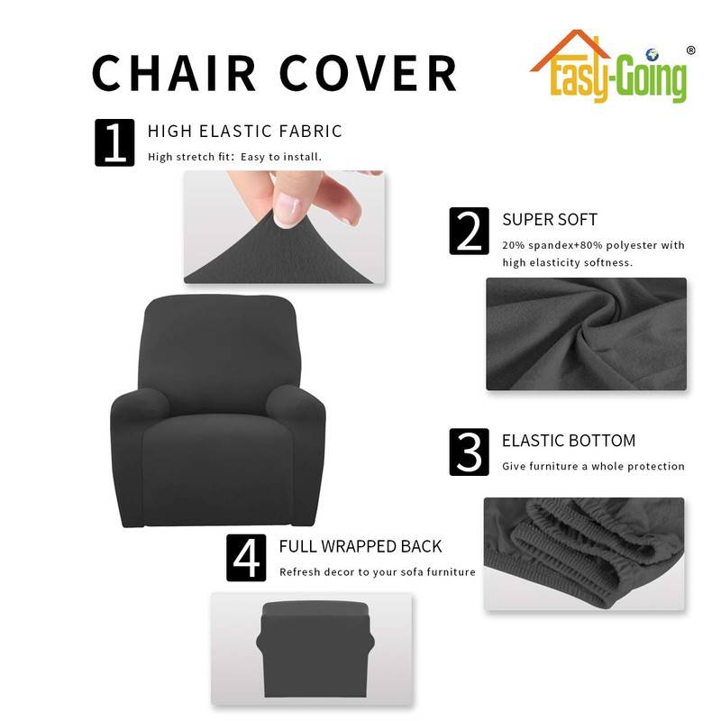 Easy-Going 4 Pieces Microfiber Stretch Recliner Slipcover – Spandex Soft