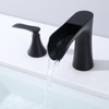 JAKARDA Waterfall Bathroom Faucet Black, Two Handle 8inch Bathroom Faucet,