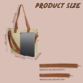 AfitLulu Canvas Tote Bags for Women with Zipper, Shoulder Bags Large Capacity Ladies Handbags Multipocket Women's Cross-Body Bags with Removable and Adjustable Shoulder Strap (Black)