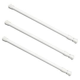 SYEYCW 3 Pcs Extendable Net Curtain Rods, 30-50cm Adjustable Tension Rod, White Extendable Hanging Bar, Spring Loaded Tension Rods, Drying Support Rods, for Windows, Bookshelf, Wardrobe, Cupboard