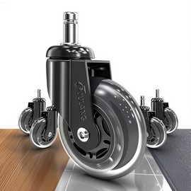 JULANG Office Chair Casters, Roller Blade Wheels, Incredibly Smooth & Quiet Casters - Safe for Hardwood Floors & Carpet - Easy Installation with Universal Fit - Set of 5