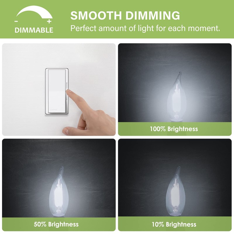 Sigalux Candelabra LED Light Bulbs Dimmable, E12 40 Watt Chandelier,5000K