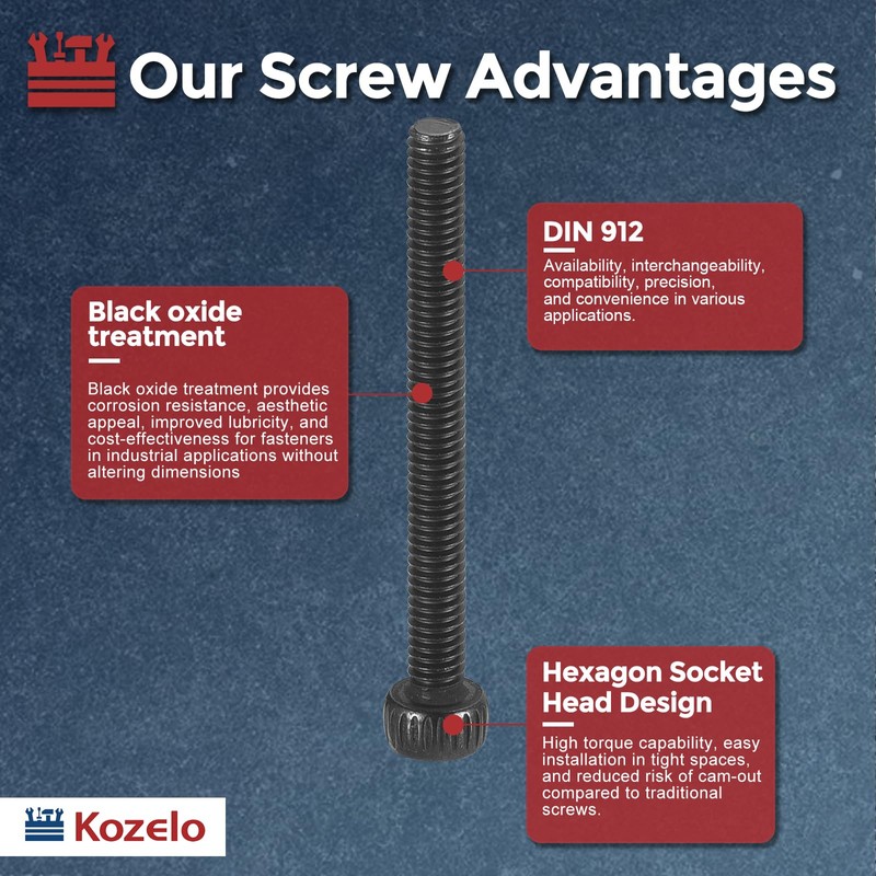 Kozelo 50pcs Socket Head Cap Screws - [M2.5-0.45 x 18mm]