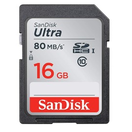 SanDisk Ultra SDHC 16GB SD Card for Nikon Compact Camera Works with P950, W150, B600, A1000 Class 10 (SDSDUNR-016G-GN6IN) Bundle with (1) Everything But Stromboli SD & Micro Memory Card Reader