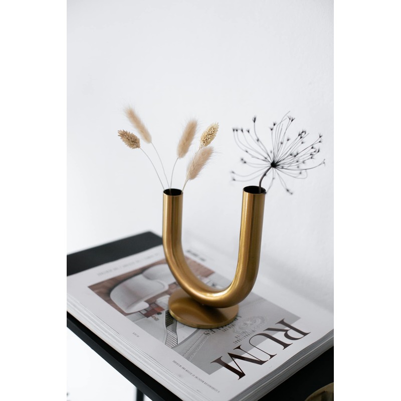 LaLe Living Ajala Vase in Gold U-shaped Asymmetric with Double-Sided