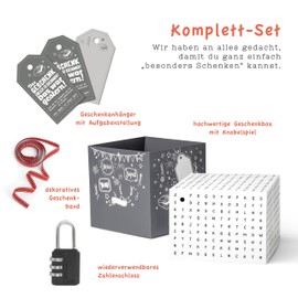 SURPRISA Gift box, puzzle box, money gifts, packaging, vouchers for birthday or wedding, word puzzles, size S (12 cm)