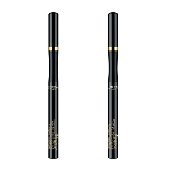 L'Oreal Paris Makeup Infallible Super Slim Long-Lasting Liquid Eyeliner, Ultra-Fine Felt Tip, Quick Drying Formula, Glides on Smoothly, Black, Pack of 2