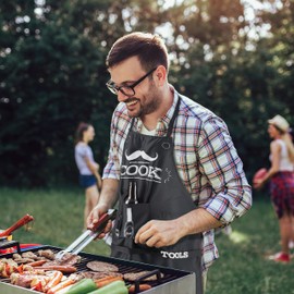The Men's BBQ Apron, Premium Quality, Cooking Apron, Funny Apron. Includes Pockets for Tools for the Perfect Grill! For Outdoor Cooking, BBQ Barbecue Parties Men