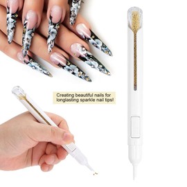 Nail Art Bullion Pen, Metal Beads Dotting Painting Drawing Pen, DIY Manicure Decorations, Suitable for Natural and Artificial Nails (Gold)
