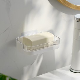 [New Hot Item] Basic No-Drill Soap Dish Holder with Drainage for Washbasin White 2ea